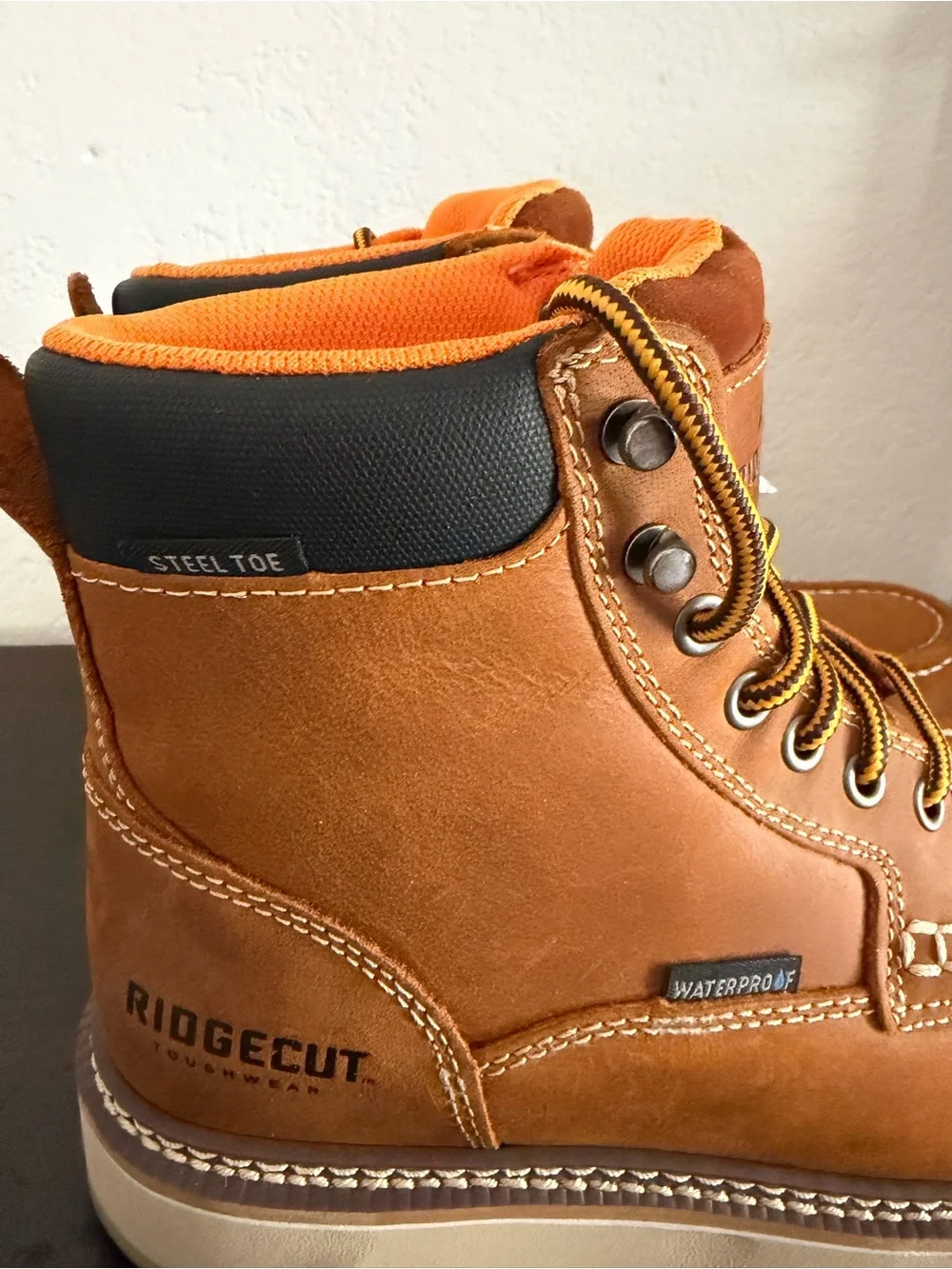 RidgeCut Men's Brown Work Boots - Lace-Up Ankle Support